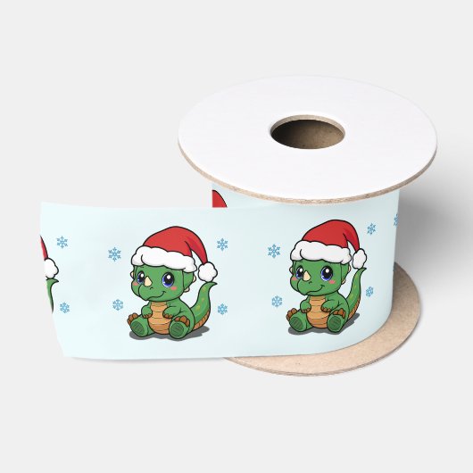 メリークリスマス ギフト リボン - かわいい恐竜 サテンリボン (リール)