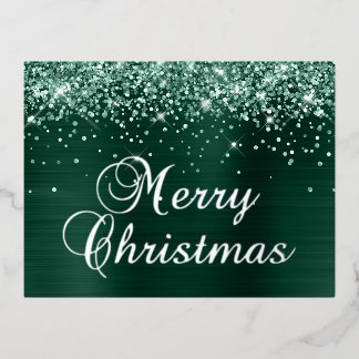 メリークリスマス ギラギラモミの緑 箔シーズンポストカード