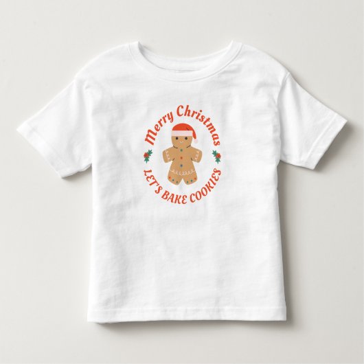メリークリスマス！クッキーを焼こう！ジンジャーブレッドマン トドラーTシャツ (正面)