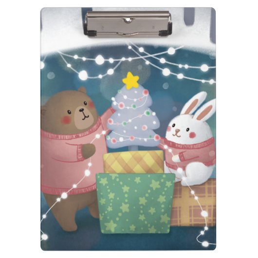 メリークリスマス：クマとバニー クリップボード (正面)