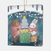 メリークリスマス:クマとバニー セラミックオーナメント (左)