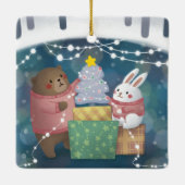 メリークリスマス:クマとバニー セラミックオーナメント (裏面)