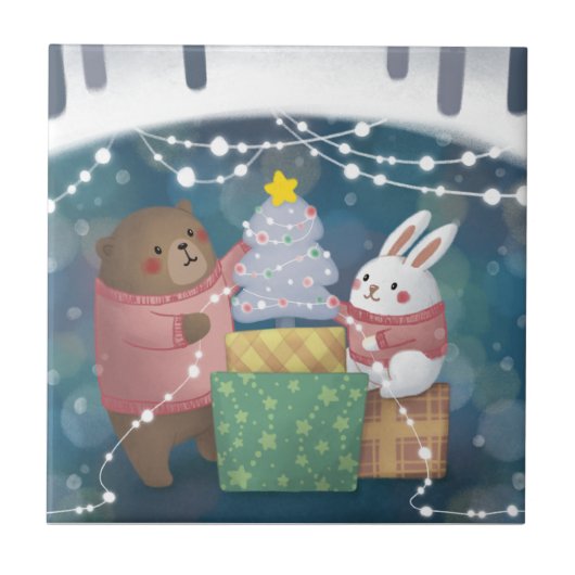 メリークリスマス:クマとバニー タイル (正面)
