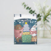 メリークリスマス：クマとバニー ポストカード (スタンド正面)