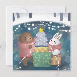メリークリスマス：クマとバニー 招待状