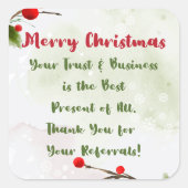 メリークリスマス | クライアント感謝していビジネスの紹介 スクエアシール (正面)