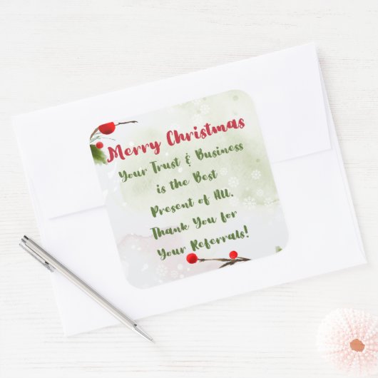 メリークリスマス | クライアント感謝していビジネスの紹介 スクエアシール (封筒)