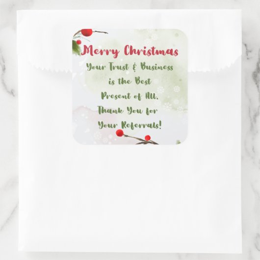 メリークリスマス | クライアント感謝していビジネスの紹介 スクエアシール (バッグ)