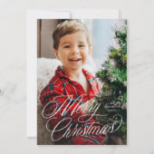 「メリークリスマス」クラシックスクリプトツー写真グリーン シーズンカード (正面)