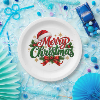 メリークリスマス クラシック レッド グリーン ホリデー プレート