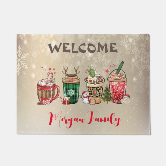 メリークリスマス、クリスマスのドリンク ドアマット (正面)