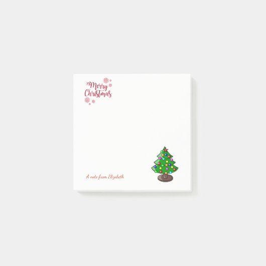 メリークリスマス、クリスマスの木-名入れ ポストイット (正面)