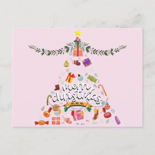 メリークリスマス クリスマスの木 祝祭のものすべて ポストカード (正面)