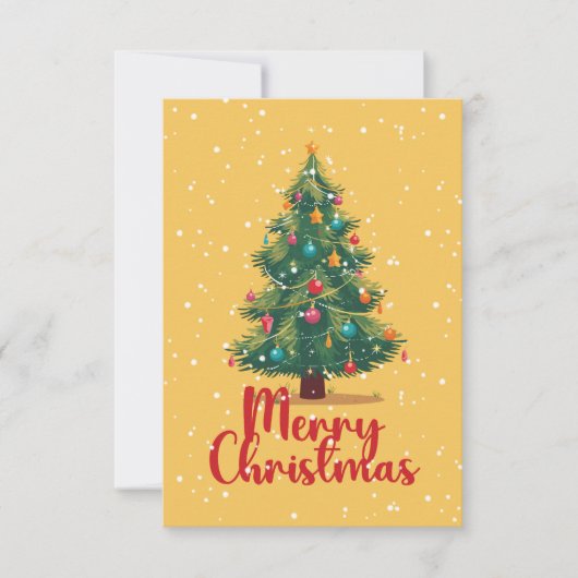 メリークリスマス クリスマスの木 雪 ホリデー 出欠カード (正面)