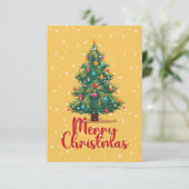 メリークリスマス クリスマスの木 雪 ホリデー 出欠カード (スタンド正面)