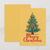 メリークリスマス クリスマスの木 雪 ホリデー 出欠カード (正面/裏面)