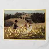 メリークリスマス |クリスマスエレガントの休日の写真 箔シーズンカード (正面)