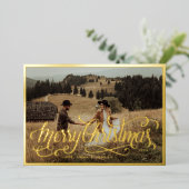 メリークリスマス |クリスマスエレガントの休日の写真 箔シーズンカード (立ち正面)