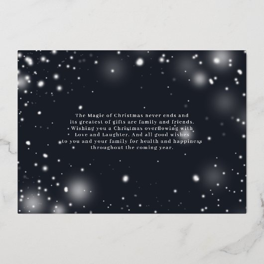 メリークリスマス |クリスマスエレガントの休日の写真 箔シーズンカード (裏面)