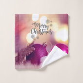 メリークリスマス、クリスマスオーナメントボール バスタオルセット (ウォッシュタオル)