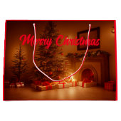 メリークリスマス.クリスマスツリーとプレゼント ラージペーパーバッグ (正面)