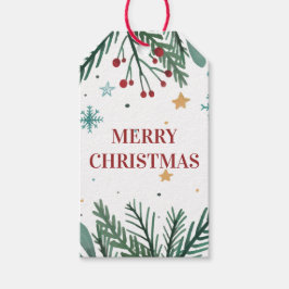 メリークリスマス、クリスマスツリーの枝、星 ギフトタグ