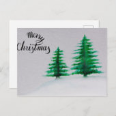 メリークリスマス、クリスマスツリーの水色 シーズンポストカード (正面/裏面)