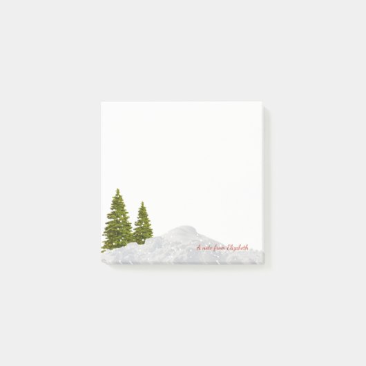 メリークリスマス、クリスマスツリーの雪 - 名入れ ポストイット (正面)