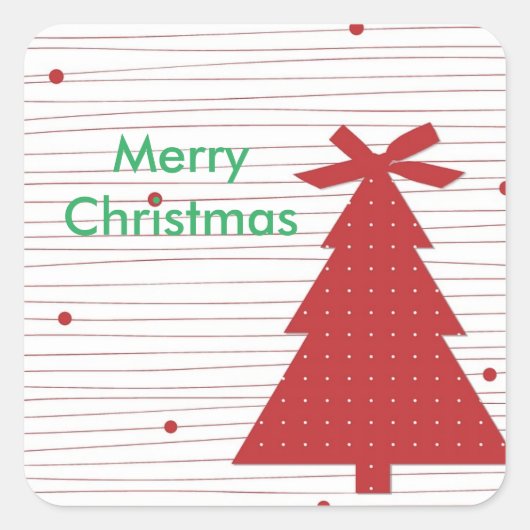 メリークリスマス、クリスマスツリーステッカー スクエアシール (正面)