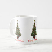 メリークリスマス。クリスマスツリー コーヒーマグカップ (正面左)