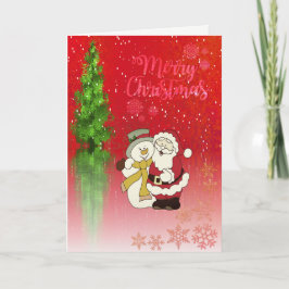 メリークリスマス、クリスマスツリー、サンタクロース雪だるま シーズンカード