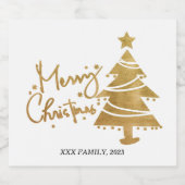 メリークリスマス、クリスマスツリー スパークリングワインラベル (シングルラベル)
