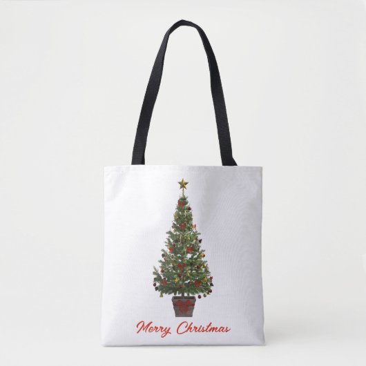 メリークリスマス。クリスマスツリー トートバッグ (正面)