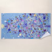 メリークリスマス – クリスマスツリー ビーチタオル (正面)