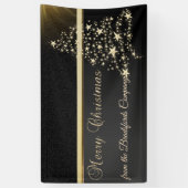 メリークリスマス，クリスマスツリー，ブラック，会社 横断幕 (縦)