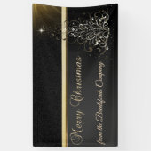 メリークリスマス，クリスマスツリー，ブラック，会社 横断幕 (縦)