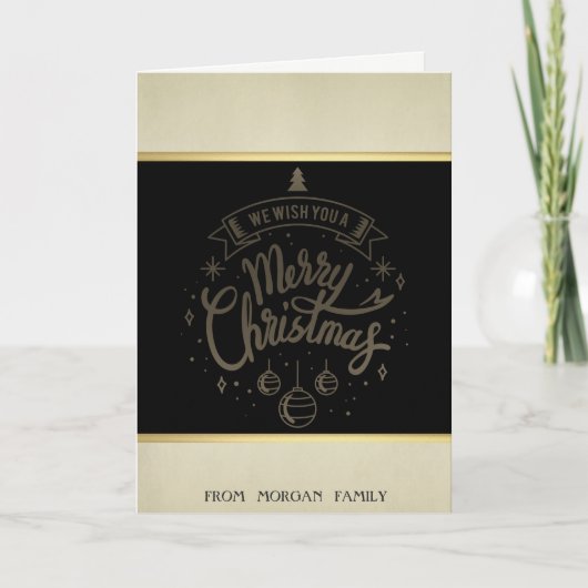 メリークリスマス、クリスマスツリー、ボールホリデーカード シーズンカード (正面)