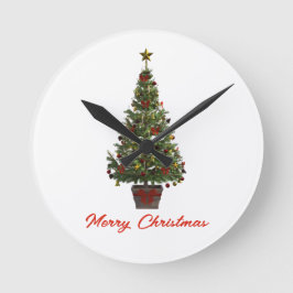 メリークリスマス クリスマスツリー ラウンド壁時計