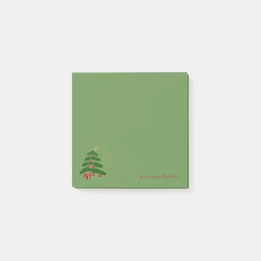 メリークリスマス、クリスマスツリー - 名入れ ポストイット (正面)