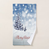 メリークリスマス、クリスマスツリー、雪 バスタオルセット (ハンドタオル)