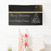 メリークリスマス、クリスマスツリー、黒、会社 横断幕 (インサイチュ)
