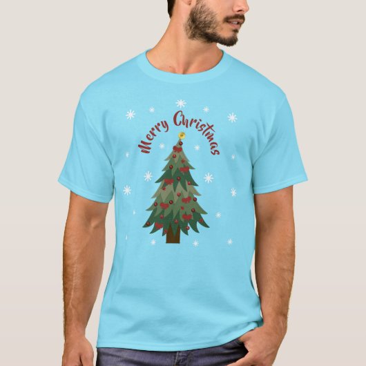 メリークリスマス – クリスマスツリー Tシャツ (正面)