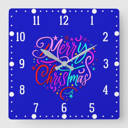 メリークリスマス – クリスマスデザイン時計 スクエア壁時計 (正面)