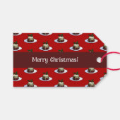 メリークリスマス!クリスマスプリン&ホリーパターン ギフトタグ (正面(横))