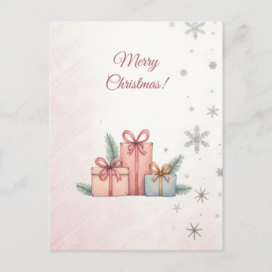 メリークリスマス!クリスマスプレゼント、сクリスマスのカード。 シーズンポストカード (正面)