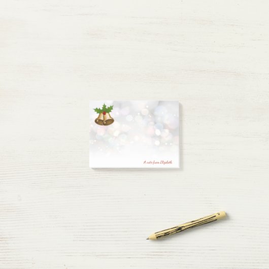メリークリスマス、クリスマスベル、《写真》ぼけ味パーソナライズされた- ポストイット (デスク上)
