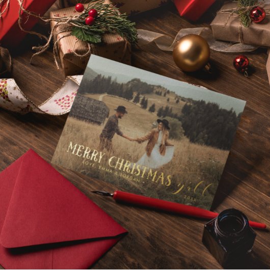 メリークリスマス |クリスマスホリデー写真 箔シーズンカード
