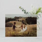 メリークリスマス |クリスマスホリデー写真 箔シーズンカード (立ち正面)