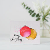 メリークリスマス、クリスマスボールの水色 シーズンポストカード (スタンド正面)