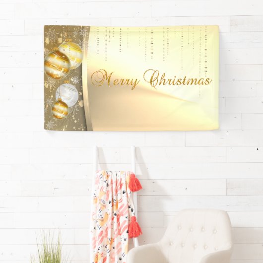メリークリスマス，クリスマスボール，フェイク金ゴールド 横断幕 (インサイチュ)